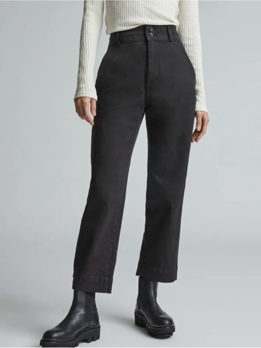 Everlane The Organic Straight-Leg Pant Women’s Size 4 Black Organic Cotton